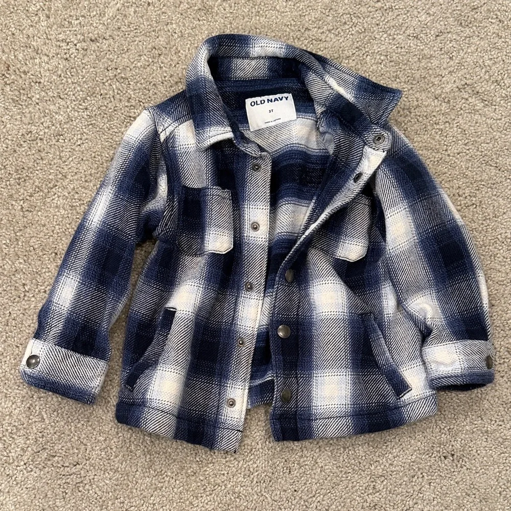 Old Navy Kids Checkered Blazer - Navy and Cream - Picture 1 of 2